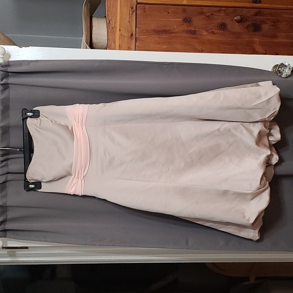 Alfred Angelo Women's/Juniors Formal Dress Tan Champagne W/Peach Band Sz S/6-8